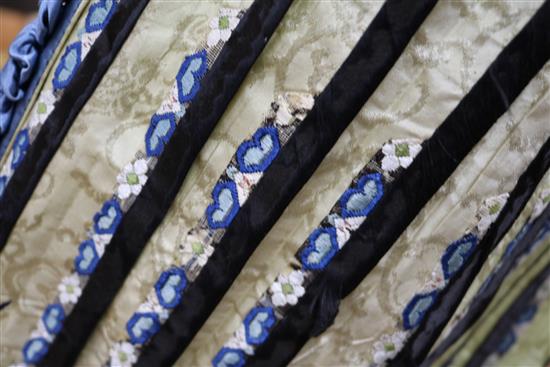 A Chinese pleated silk cape, converted from a skirt